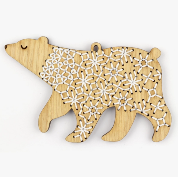 Bear Stitched Ornament Kit by Kiriki Press