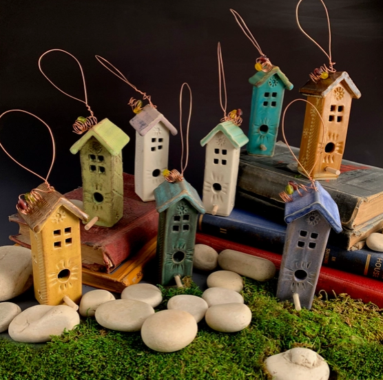 Mini Hanging Birdhouse by Macone Clay