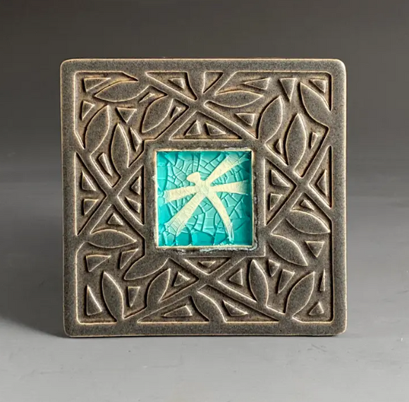 Dragonfly With Border Coaster by Macone Clay