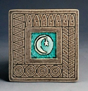 Moon With Border Coaster by Macone Clay