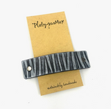 Zebra Stripes Leather Hair Barrette by Platypus Max