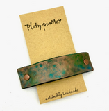 Hammered Antique Copper Leather Hair Barrette by Platypus Max