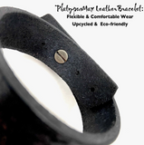 Shimmery Silver and Gold Forest and Sky Leather Cuff by Platypus Max