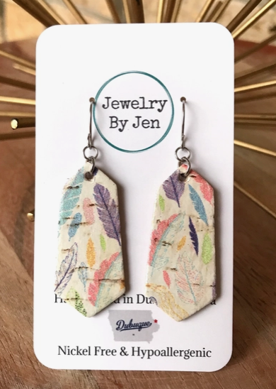 Diamond Bar Earrings: Pastel Feathers by Jewelry By Jen