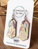 Diamond Bar Earrings: Pastel Feathers by Jewelry By Jen