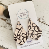 Elegant Teardrop Earrings: Cream with Vintage Black Flowers by Jewelry By Jen