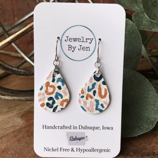Small Teardrop Earrings: Leopard Multi by Jewelry By Jen