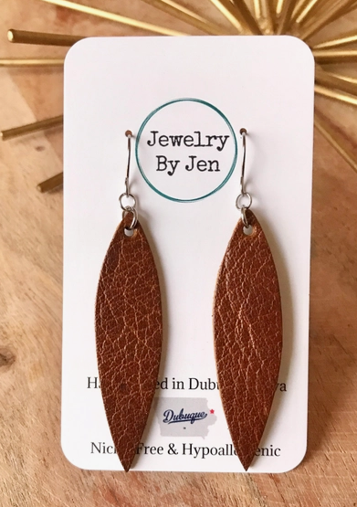 Skinny Leaf Earrings: Brown by Jewelry By Jen
