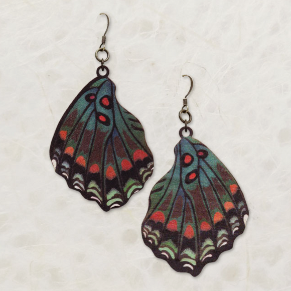 White Admiral Butterfly Wood Earrings by Little Gold Fox Designs