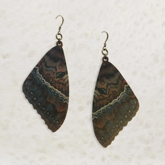 Black Witch Moth Wood Earrings by Little Gold Fox Designs