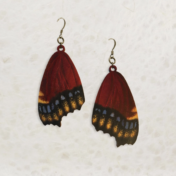 Mourning Cloak Butterfly Wood Earrings by Little Gold Fox Designs