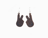 Twig Peace Hand Lasercut Wood Earrings by Woodcutts