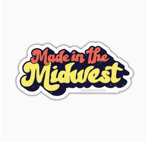 Made in the Midwest Retro Sticker by Bozz Prints