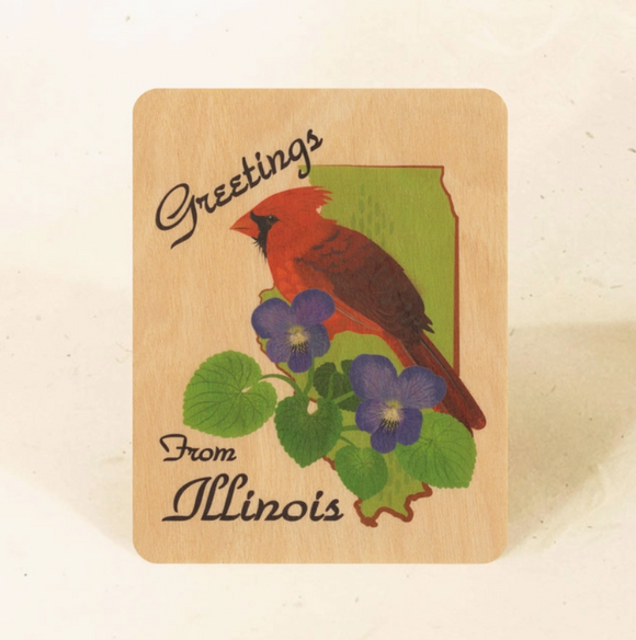 Illinois State Wood Postcard by Little Gold Fox Designs