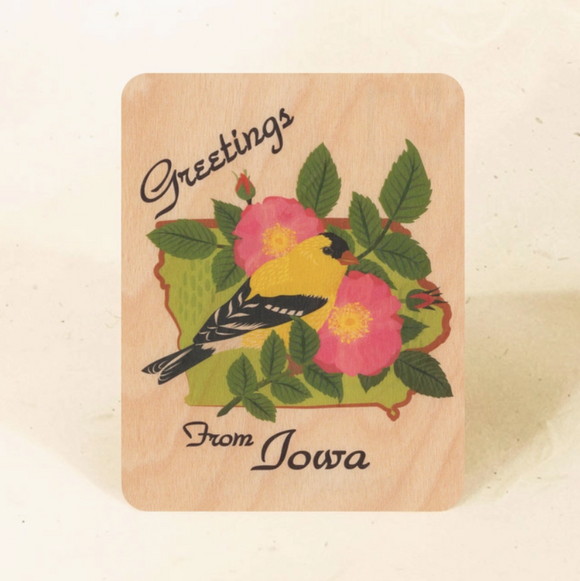 Iowa State Wood Postcard by Little Gold Fox Designs