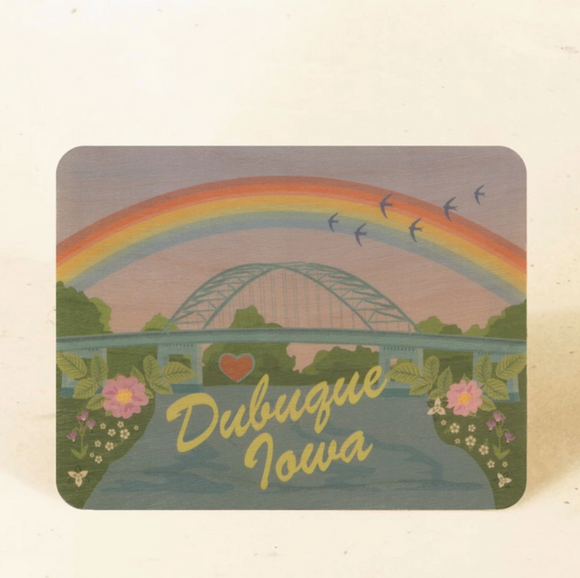 Dubuque, Iowa Wood Postcard by Little Gold Fox Designs