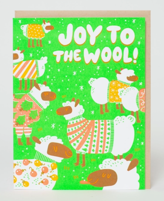 Joy to the Wool Holiday Greeting Card by Egg Press Manufacturing