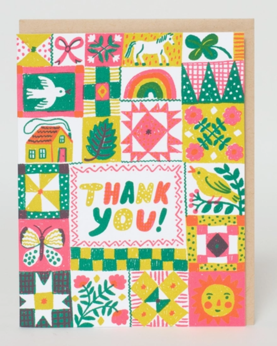 Folk Quilt Thank You Greeting Card by Egg Press Manufacturing