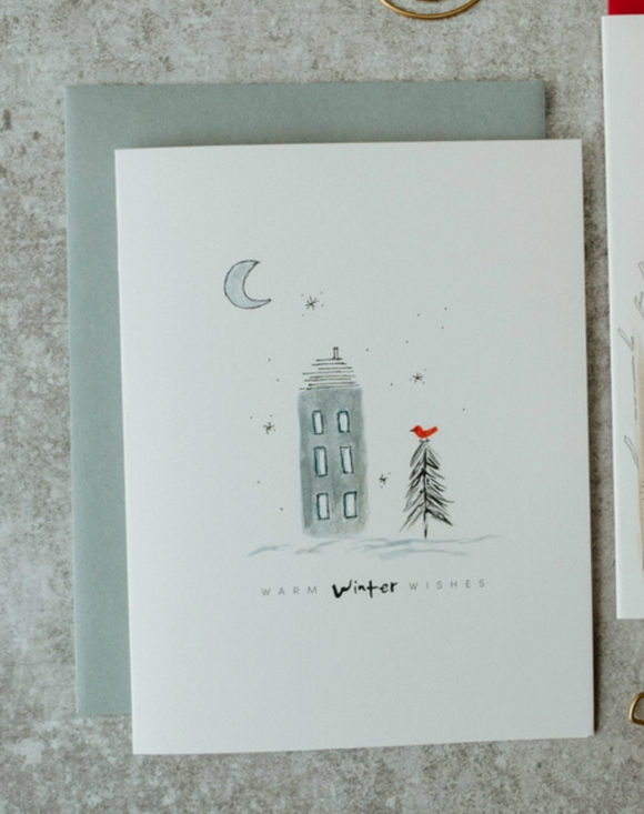 Warm Winter Wishes Holiday Greeting Card by Sweet Julie Marie