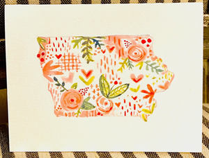 Iowa Floral Greeting Card by Sweet Julie Marie