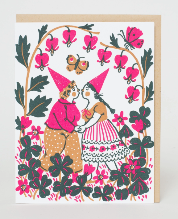 Kissing Gnomes Greeting Card by Egg Press Manufacturing