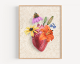 Anatomical Heart with Wildflowers Reproduction by Emily Uchytil