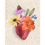 Anatomical Heart with Wildflowers Blank Greeting Card by Emily Uchytil
