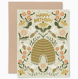 Beehive Birthday Greeting Card by Gingiber
