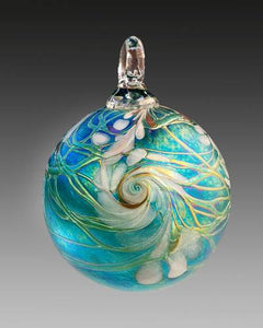 Tropical Swirl Round Ornament by Vines Art Glass