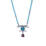 Zen Necklace with Beaded Chain - Paraiba Kyanite and Ruby by Susan Rodgers