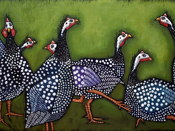 A Confusion Of Guinea Fowl Blank Greeting Card by David Hinds