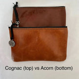Acorn Leather Zipper Pouch by Oberon Design