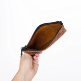 Wild Rose Leather Zipper Pouch by Oberon Design