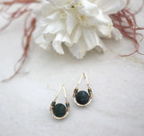 Teardrop Wire and Stone Earrings with Moss Agate Beads - Large by Brianna Kenyon
