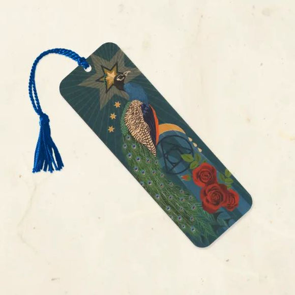 Alchemical Peacocks Wood Bookmark by Little Gold Fox Designs