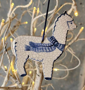 Alpaca Ceramic Ornament by Mary DeCaprio