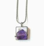 Rectangle Necklace with Chunky Stones by Ashka Dymel