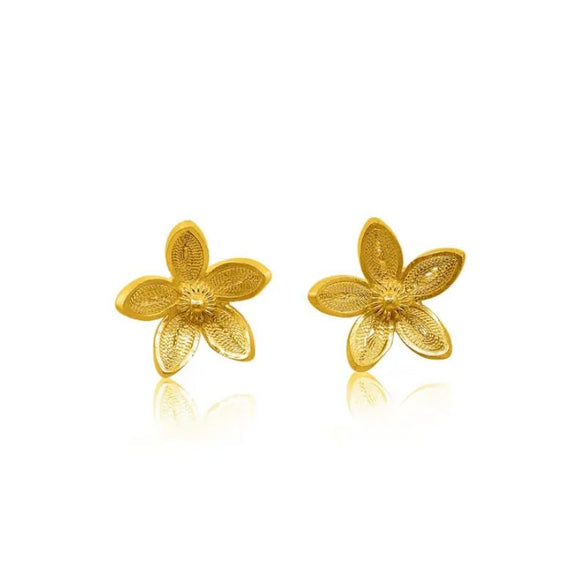 Apple Blossom Stud Gold Filigree Earrings by Olmox Fine Filigree Jewerly