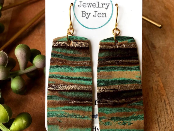 XL Bar Earrings: Aqua Bronze by Jewelry By Jen