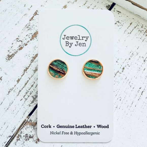 Stud Earrings: Aqua Bronze by Jewelry By Jen