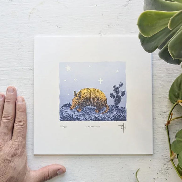 Armadillo Silkscreen Print by Allison and Jonathan Metzger