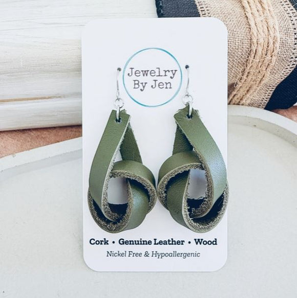 Knot Earrings: Army Green by Jewelry By Jen