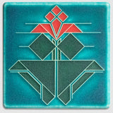 Arts and Crafts Tile Clock - Oak/'Slate' by Schlabaugh & Sons