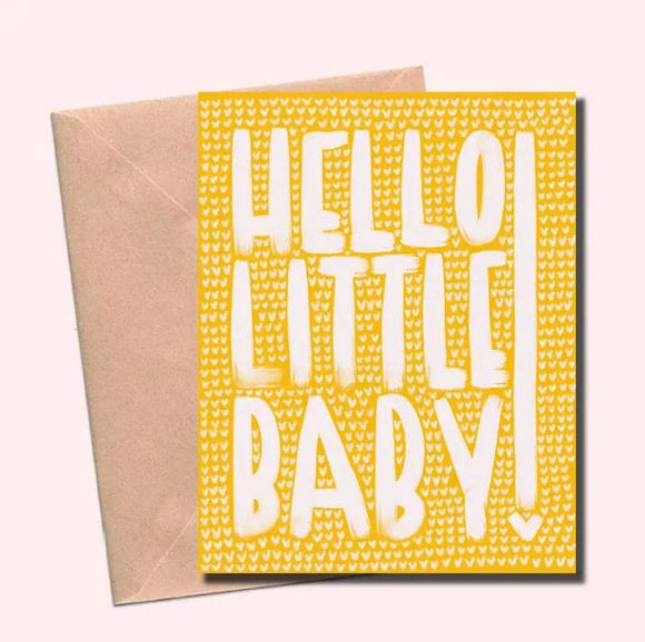 Hello Little Baby Greeting Card by Cat Rocketship