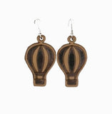Twig Hot Air Balloon Lasercut Wood Earrings by Woodcutts