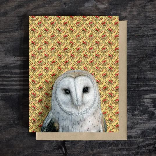 Barn Owl Blank Greeting Card by Emily Uchytil