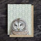 Barred Owl Blank Greeting Card by Emily Uchytil
