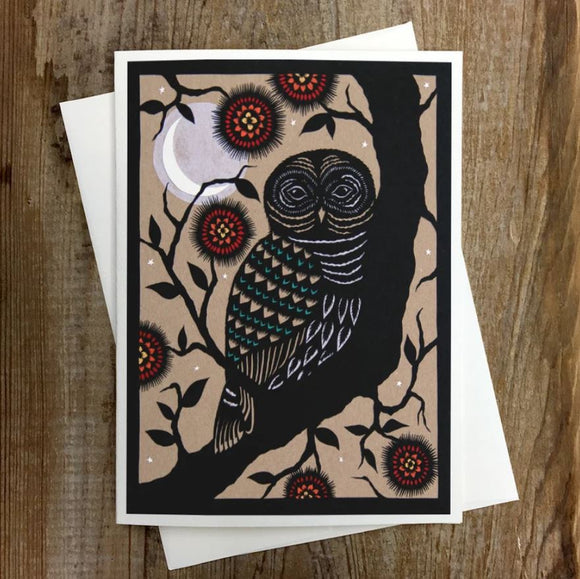 Barred Owl Greeting Card by Angie Pickman