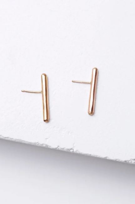 Bar Stud Earrings - Gold by Zuzko Jewelry