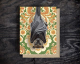Flying Fox Bat Blank Greeting Card by Emily Uchytil
